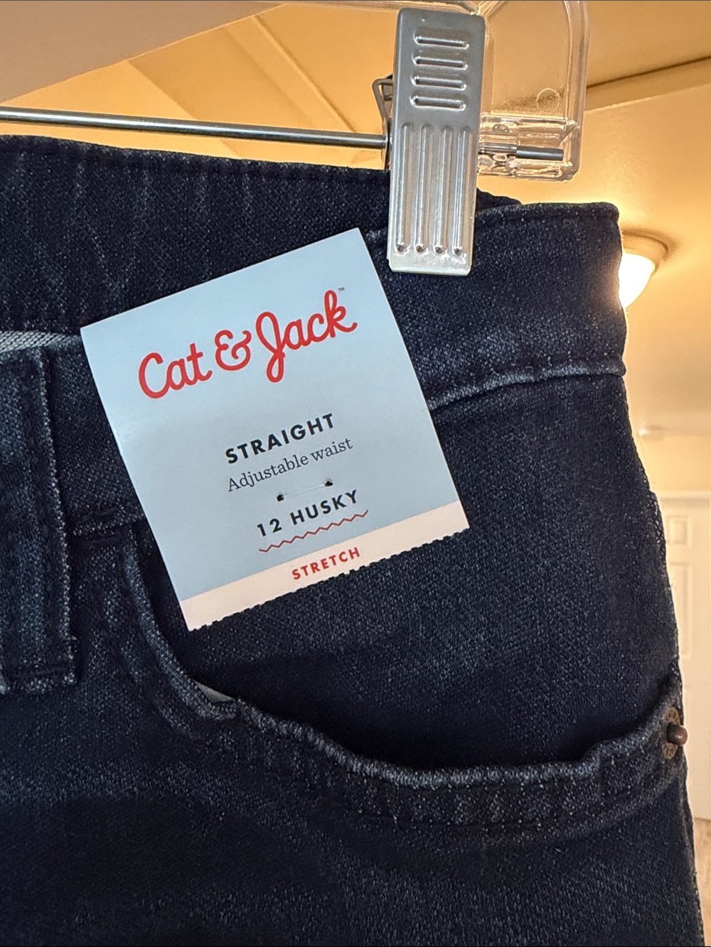 Cat & Jack Boys Dark Blue Straight Jeans size 12 Husky - Picture 3 of 6